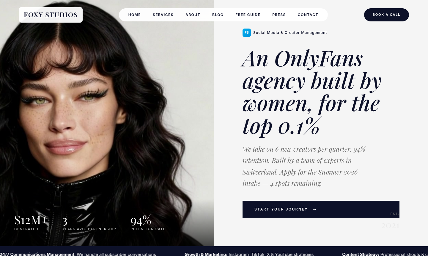 Screenshot of Foxy Studios website