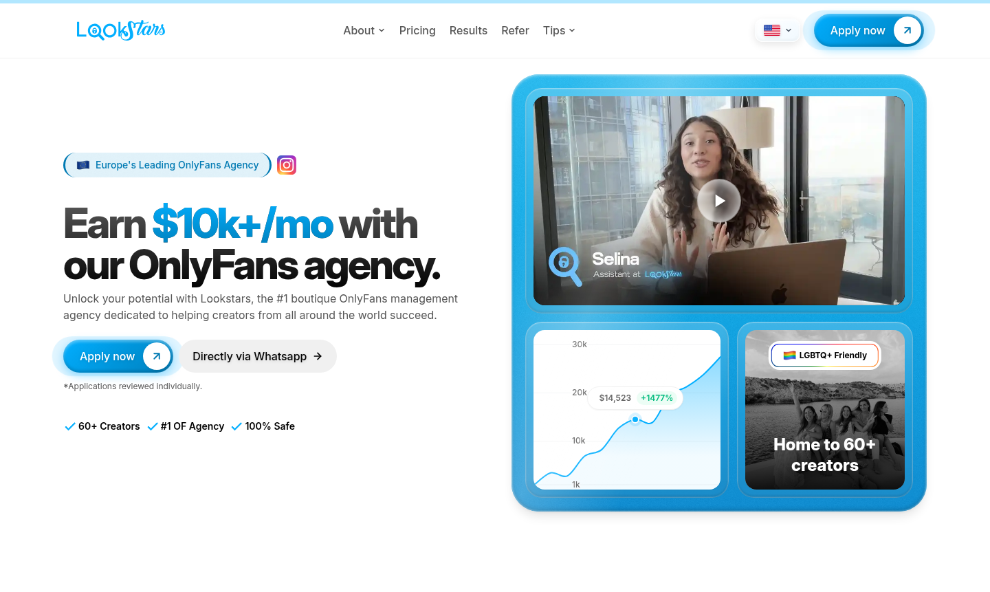Screenshot of Lookstars Agency website