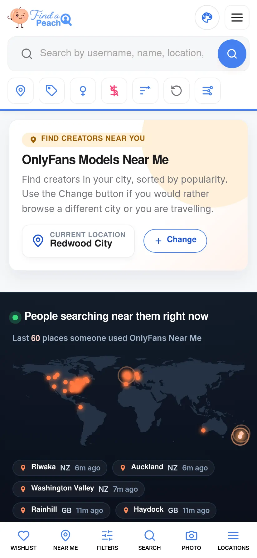 FindaPeach app: Near-me: creators around you
