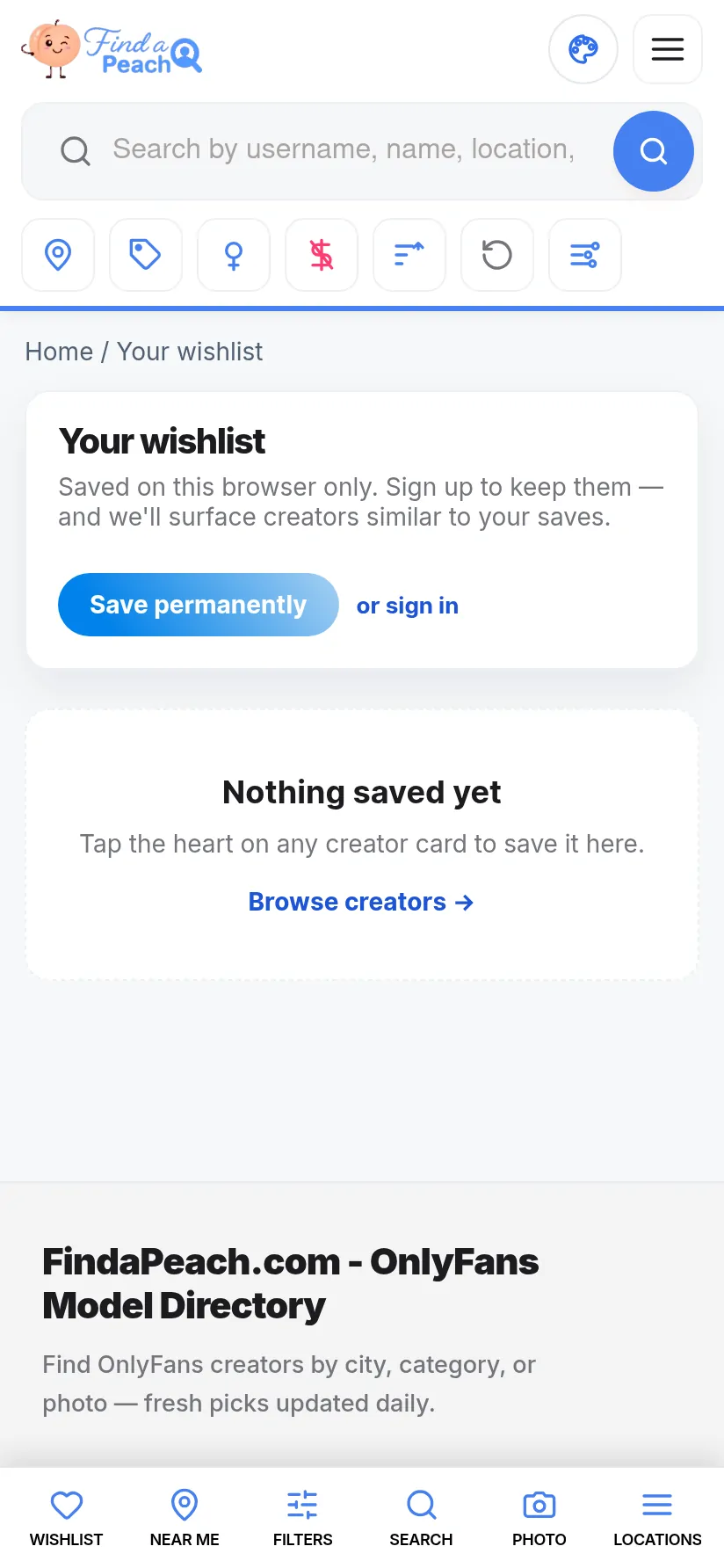 FindaPeach app: Your synced wishlist