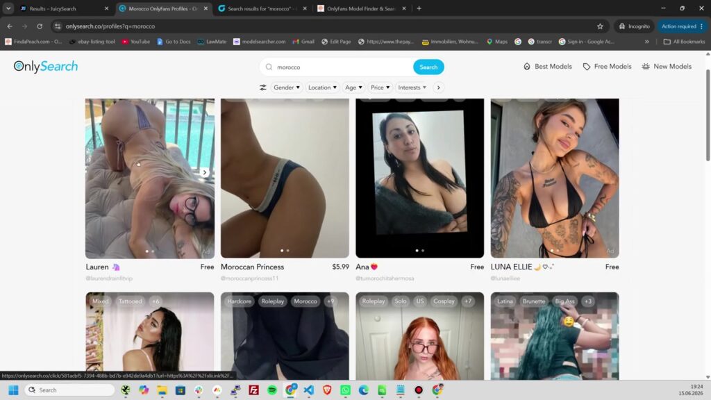 OnlySearch results shown during the Morocco comparison